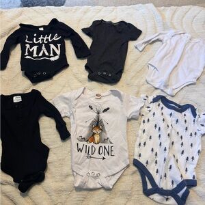 Assorted Kids One Pieces Set - Black, White, Gray 3M